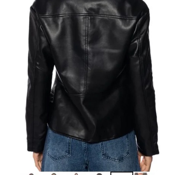 AKIRA NWOT M & L 2-in-1 faux black leather and denim moto riding on trend jacket - Picture 5 of 9